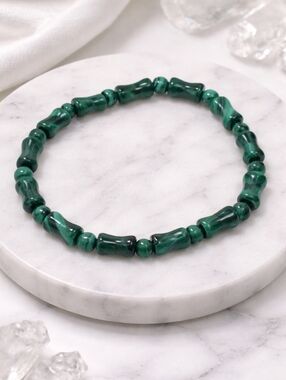 Malachite Bracelet 6mm Beads | Natural Green Stone Stretch Bracelet | Protection